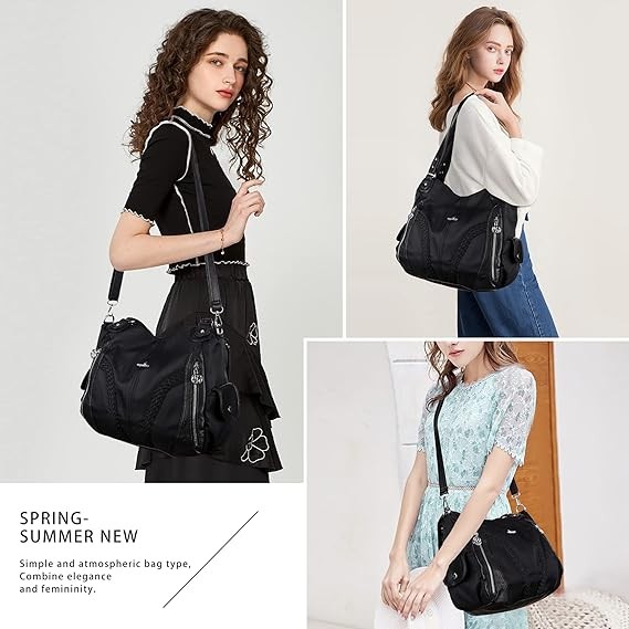 Purses and Handbags Women Fashion Tote Bag Shoulder Bags Top Handle Satchel Purses Washed Synthetic Leather Handbag