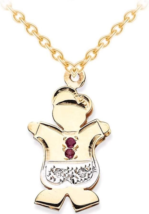 Rylos Personalized 18x12MM Boy Birthstone Necklace 14K Yellow or 14K 14K White Gold. Special Order, Made to Order.