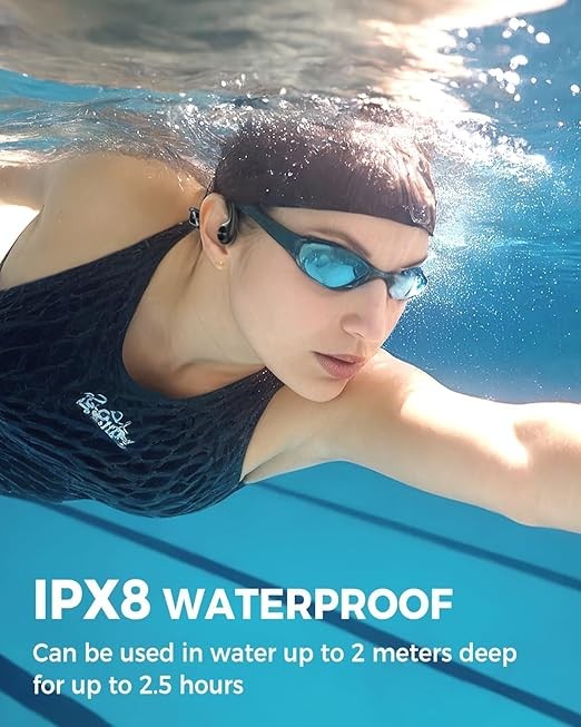 Swimming Headphones, Bone Conduction Headphones, Open Ear Sport Earphones Wireless Bluetooth 5.4 Built-in MP3 Player 32G, IPX8 Waterproof Headphone for Swimming, Cycling, Running