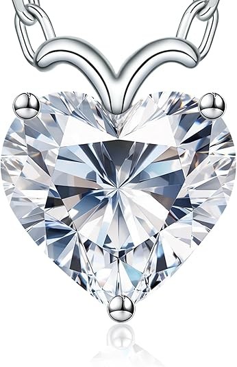 ForeverLove - Collares de corazón para mujer, moissanita en forma de corazón de 4 a 2 quilates, joyería con colgante de plata, regalos de cumpleaños de aniversario para esposa, novia, hija, mamá