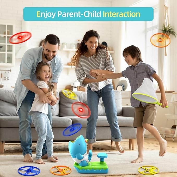 15 PCS Lanzador de discos voladores, juguetes de juego para exteriores e interiores, regalos para niños de 3, 4, 5, 6, 7 años, juguetes de juego al aire libre para niños y niñas de 3 a 5 4 a 8
