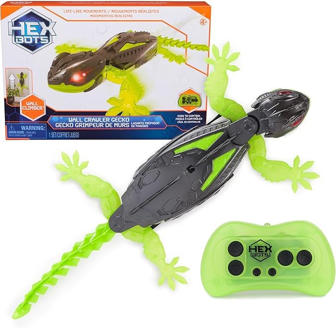 HEX BOTS - Robot recargable de lagartija trepadora a control remoto para niños, sube paredes, para bromas y juegos, juguetes para niños y niñas a partir de 4 años