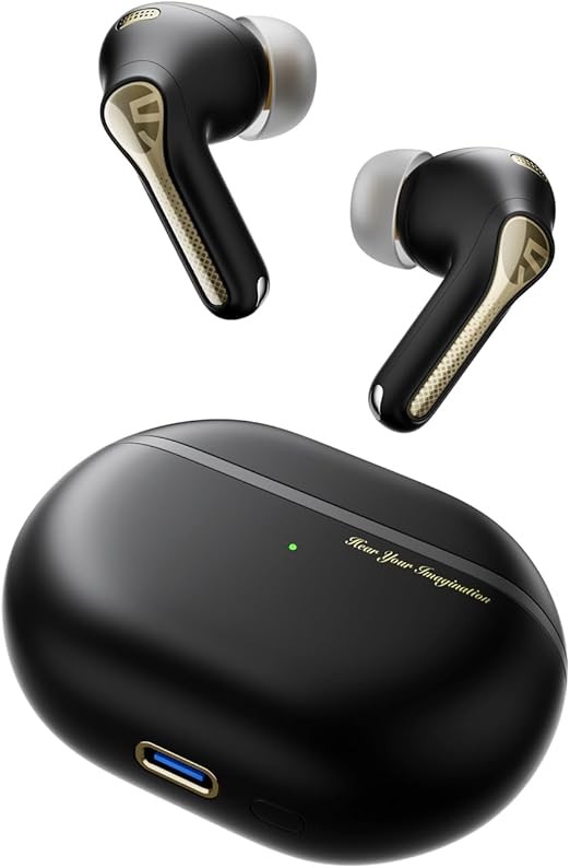 SoundPEATS Capsule3 Pro+ Wireless Earbuds, Hi-Res Audio with LDAC Bluetooth 5.3 Headphones, in Ear Adaptive Noise Cancelling Ear Buds, 12mm xMEMS Driver, 43 Hour Playtime, 6 Mics, APP Control (Black)