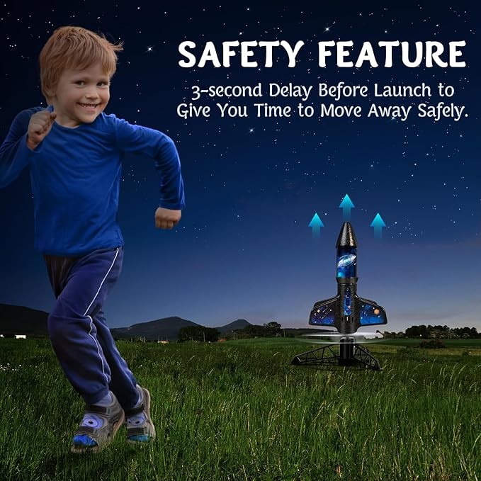 Lanzacohetes para niños, 200 pies de altitud de vuelo, juguetes de cohete eléctrico automático con paracaídas seguro, juguetes de verano al aire libre, regalos de cumpleaños de Navidad para niños y