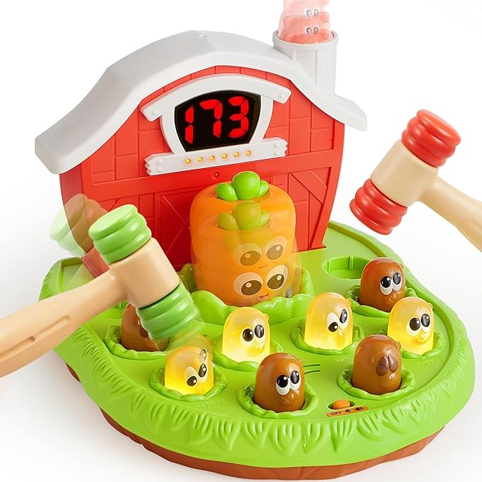 lalalark Juego Whack a Mole para niños pequeños de 2, 3, 4, 5, luz y sonido, 4 modos, 40 niveles, regalos de juguete para bebés para aprendizaje temprano, regalo de cumpleaños de Navidad para niños