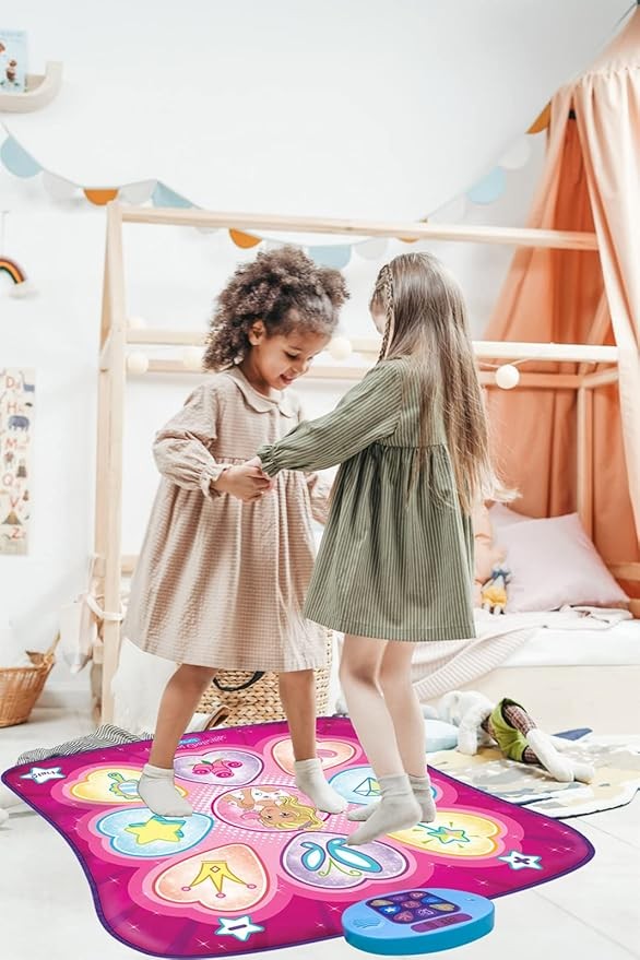 SUNLIN Tapete de Baile - Tapete de Juego de Pasos Rítmicos - Almohadilla de Juguete de Baile con Luces LED, Regalo para Niños y Niñas de 3-12 años, Volumen Ajustable, Música Incorporada, 3 Niveles de