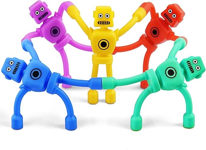 Regalo del Día de San Valentín para Niños Pequeños Niños 5 Piezas Hombres Robot Magnéticos Juguetes de Viaje Avión Viaje por Carretera Actividades de Viaje en Coche Imán Esencial Genial Personas