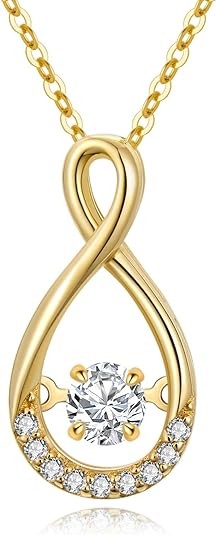Collar pequeño con infinito de oro de 14 quilates para mujer, moissanita creada para aniversario, regalos para esposa/madre, 16-18 pulgadas