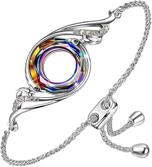 Kate Lynn ♥ Pulsera de Phoenix Rise From the Ashes hecha con cristales de Austria, pulsera deslizante ajustable para mujer, empaquetada con caja de joyería, regalo de cumpleaños para mujeres, símbolo
