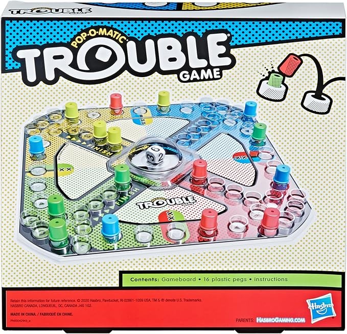 Hasbro Gaming Juego de Mesa Trouble para Niños de 5 Años en Adelante, 2-4 Jugadores