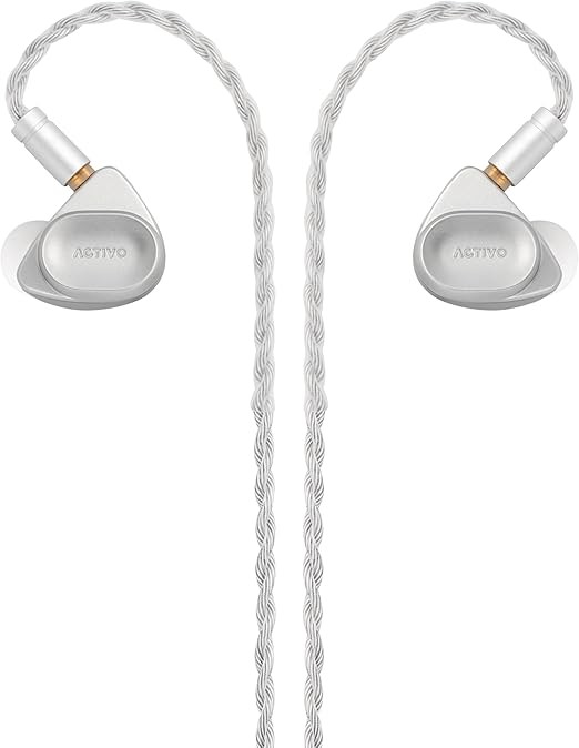 ACTIVO VOLCANO Silver [0.3 in 1 x 0.2 in (8 x 1/6 mm x 2 mm) Triple Dynamic Driver Wired Earphones] IEM 2 pin (0.78 mm) Connector 3.5 mm/4.4 mm/USB Type-C Switchable 3 in 1 Multi Plug with Carrying