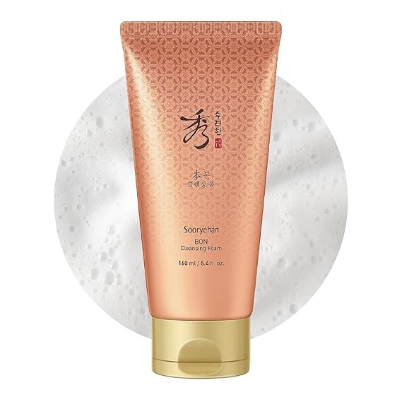 Sooryehan Bon Cleansing Foam (5.4fl oz) - Korean Skincare Herbal Ginseng Cleanser for Hydration & vitality, Reduces Tightness & Dullness. with Jinseng Soapberry™ & Ginseng Bonchodan