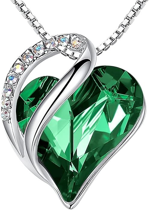 Leafael - Collares para mujer, dije de corazón de amor infinito con cristales de piedra natal, cadena chapada en plata de 18 + 2 pulgadas, regalo de cumpleaños o Navidad para ella, mamá y hermana