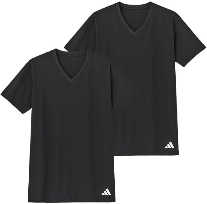 Adidas Men's Inner Top, 100% Cotton, Woven Sheeting 2-Piece V-Neck T-Shirt