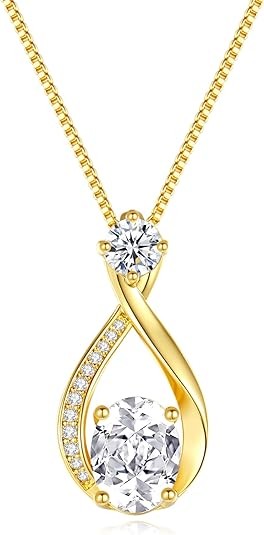 Collar con colgante de infinito de moissanita de 1.5 quilates, regalo de boda para mujeres, esposa, plata de ley S925, oro blanco de 18 quilates, chapado en oro blanco de 18 quilates, joyería