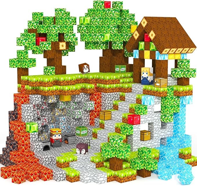 Bloques magnéticos, bloques de construcción de azulejos magnéticos, cubos magnéticos, juguetes sensoriales STEM para niños de 3-5, 4, 6, 5, 7, 6-8 años, regalos de cumpleaños de Pascua, viajes al aire