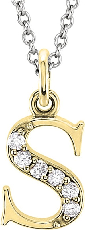 Dazzlingrock Collection 0.05 Carat (ctw) 14K Diamond Lowercase Letter 's' Initial Pendant, Yellow Gold