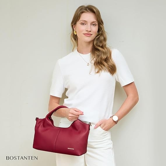 BOSTANTEN Genuine Leather Purses for Women Designer Handbags Crossbody Shoulder Bags Top Handle Satchel with Adjustable Strap