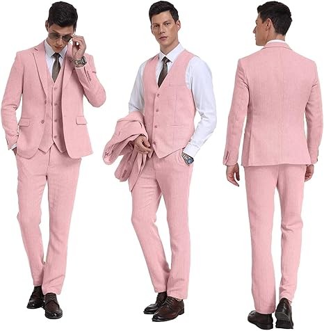 Retro 3 Piece Suit Tweed Herringbone Men's Suits Slim Fit Groom Tuxedos Set Prom Brown Grey Jacket Blazer Vest Pants