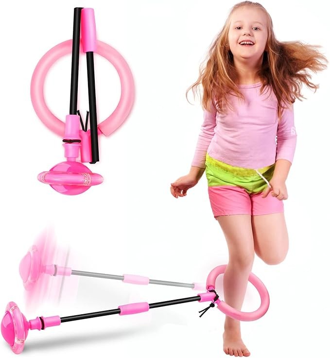 Skip Ball, pelota giratoria portátil plegable colorida con rueda luminosa, juguetes para niños y niñas, juguetes deportivos de fitness para niños y adultos. Regalos para mamá, mujeres y niñas