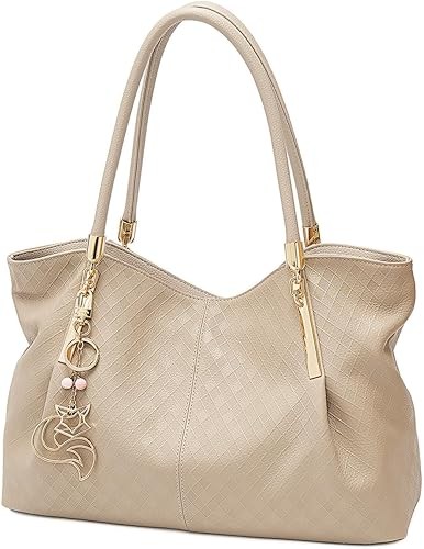 FOXLOVER Large Capacity Genuine Leather Tote Bag for Women Designer Handbags Shoulder Big Purses Minimalist