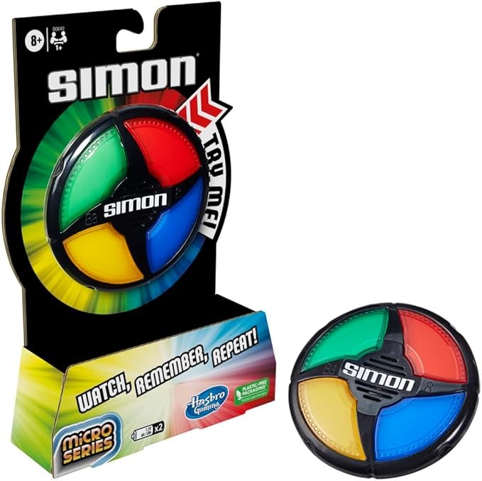Hasbro Gaming Simon Micro Series - Juego electrónico para 1 o más jugadores, juego clásico de Simon en un tamaño compacto, divertido juego de fiesta para niños a partir de 8 años