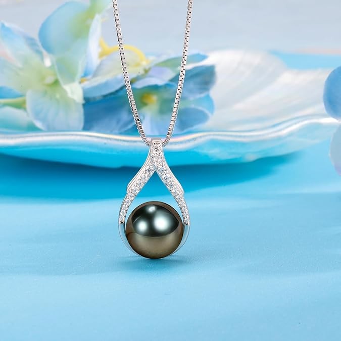 Regalos para mujeres, mamá, novia, abuela, esposa, en Navidad, día de la madre, San Valentín, cumpleaños, regalo de boda, aniversario, collares de perlas negras de Tahití