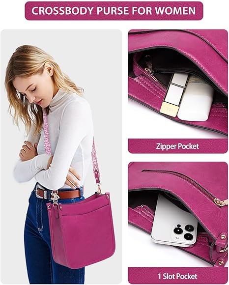 Purses for Women 3PCS, Crossbody Bags Set Large Leather Purse Shoulder Handbags with Wallet Adjustable Straps for Ladies Tote