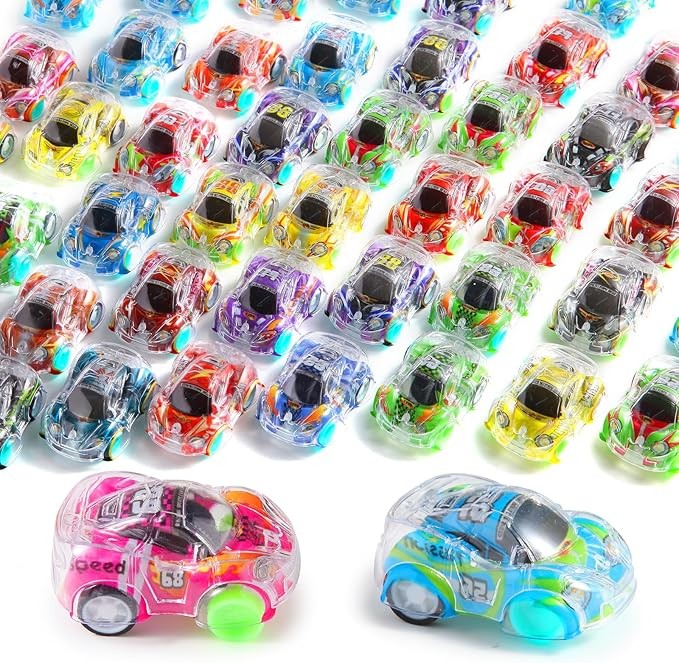 Juego de 50 Mini Autos de Retroceso, Vehículos de Carreras de Retroceso para Niños Pequeños, Juguetes a Granel, Regalos de Fiesta, Caja del Tesoro, Premios de Aula, Rellenos de Piñata, Rellenos