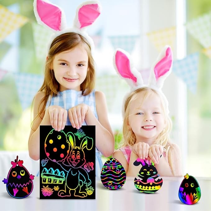 FUNNYB&G Rainbow Scratch Paper Art for Kids - 60 Pcs Magic Rainbow Scratch Paper Off Set Scratch Easter Crafts Arts Supplies Kits Pads Sheets for Party Games Valentine's Day Christmas Birthday Gifts