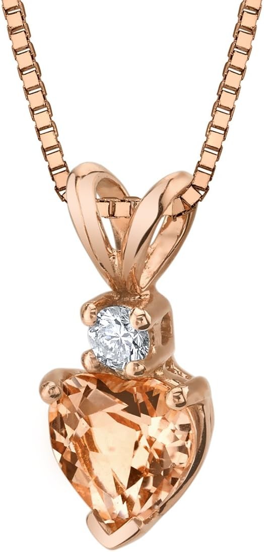 14 Karat Rose Gold Heart Shape 0.75 Carats Morganite Diamond Pendant