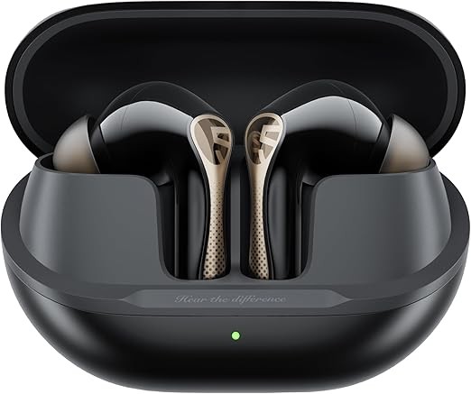 SoundPEATS Air5 Pro+ Hifi Wireless Earbuds with 55dB Adaptive Hybrid ANC, xMEMS & Aptos Class-H Amplifier, LDAC & aptX Lossless Bluetooth Earphones, Hi-Res Audio, Qualcomm Snapdragon Sound (Black)