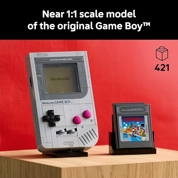LEGO Super Mario Game Boy - Retro Building Sets for Adults, Ages 18+ - Gifts for Birthdays - Collectible Model with Game Paks and Display Stand -