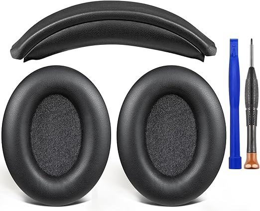 SOULWIT Ear Pads Cushions + Headband, Replacement Kit for Sony WH-1000XM3 (WH1000XM3) Over-Ear Headphones, Replacement Headstrap Pad & Earpads Repair Part - Black