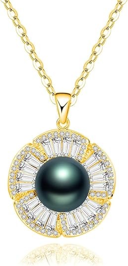 Regalos para mujeres, collar de perlas negras de Tahití, regalo para esposa, boda, cumpleaños, aniversario, mamá, novia, día de la madre, día de San Valentín, Navidad, chapado en oro de 18 quilates,